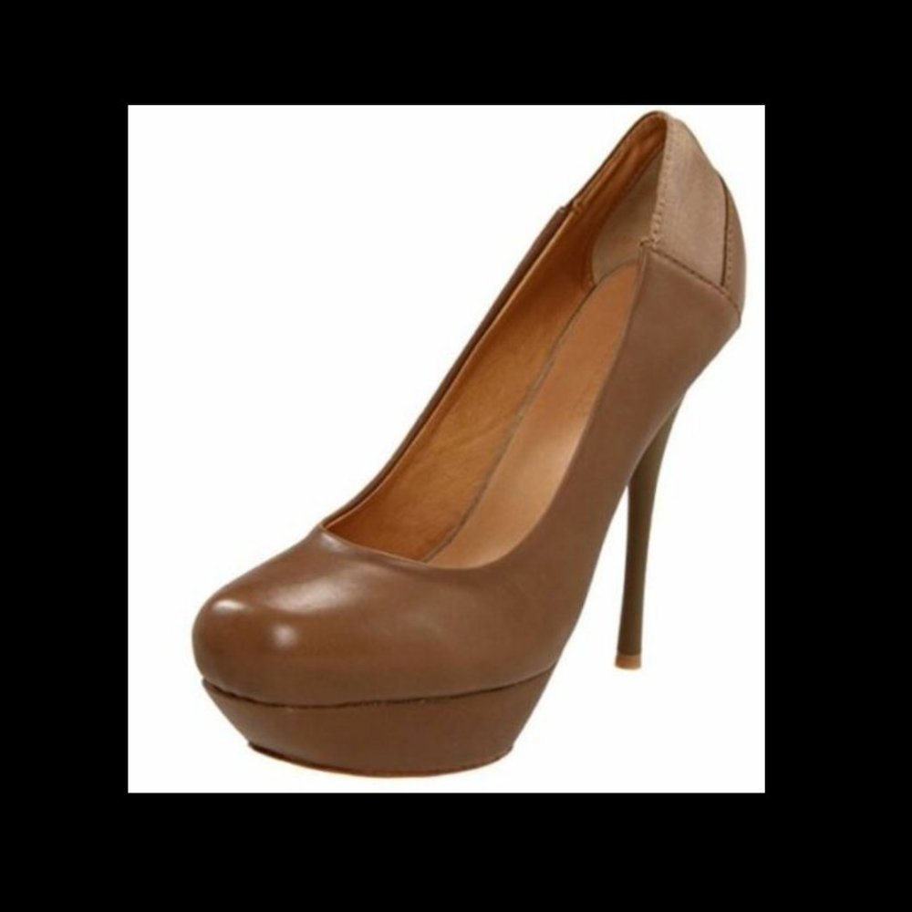 L.A.M.B. Gwen Stefani Batista Platform Pumps - Size 8 - Brown/Tan